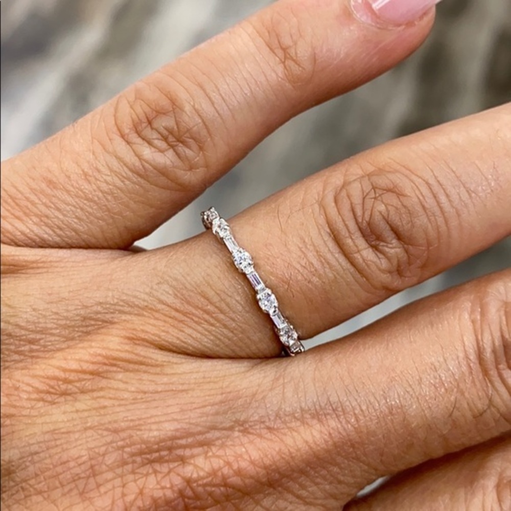 New Baguette CZ Eternity Wedding Band Ring